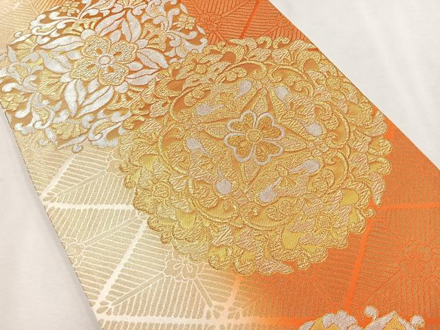 平和屋着物◎六通柄袋帯 正倉院花文 金銀糸 正絹 逸品 CAAU7267nb