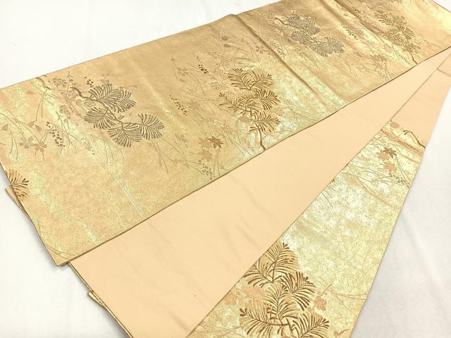 平和屋着物◎六通柄袋帯 吉祥花文 金糸 引箔 正絹 逸品 CAAU7302nb