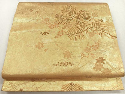 平和屋着物◎六通柄袋帯 吉祥花文 金糸 引箔 正絹 逸品 CAAU7302nb