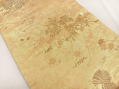 平和屋着物◎六通柄袋帯 吉祥花文 金糸 引箔 正絹 逸品 CAAU7302nb