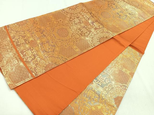 平和屋着物◎六通柄袋帯　正倉院花文　金糸　正絹　逸品　CAAU7318nb