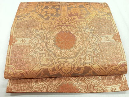 平和屋着物◎六通柄袋帯　正倉院花文　金糸　正絹　逸品　CAAU7318nb