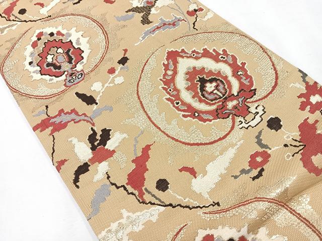 平和屋着物◎六通柄袋帯　更紗花文　金糸　正絹　逸品　CAAU7325nb
