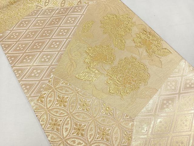 平和屋着物◎六通柄袋帯 吉祥花文 金糸 正絹 逸品 CAAU7335nb