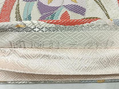 平和屋着物◎佐賀錦　六通柄袋帯　孔雀羽花丸文　金銀糸　正絹　逸品　CAAU7338nb