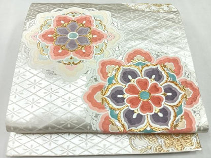 平和屋着物◎六通柄袋帯　唐織　正倉院花文　金銀糸　正絹　逸品　CAAU7344nb