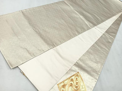 平和屋着物◎太鼓柄袋帯　総駒刺繍　地紙光琳水　正絹　逸品　CAAU7350nb