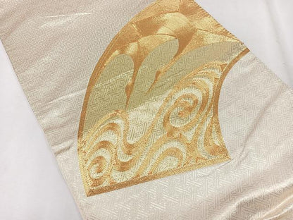 平和屋着物◎太鼓柄袋帯　総駒刺繍　地紙光琳水　正絹　逸品　CAAU7350nb