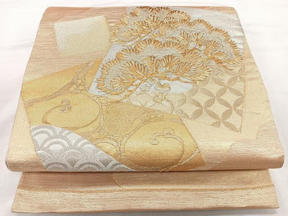 平和屋着物◎六通柄袋帯 総刺繍 色紙吉祥花文 金銀糸 正絹 逸品  CAAU7373nb