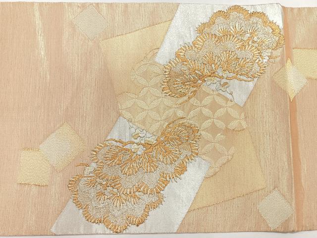 平和屋着物◎六通柄袋帯 総刺繍 色紙吉祥花文 金銀糸 正絹 逸品  CAAU7373nb