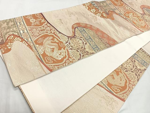 平和屋着物◎六通柄袋帯　花鳥文　金糸　正絹　逸品　CAAU7384nb