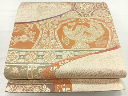 平和屋着物◎六通柄袋帯　花鳥文　金糸　正絹　逸品　CAAU7384nb