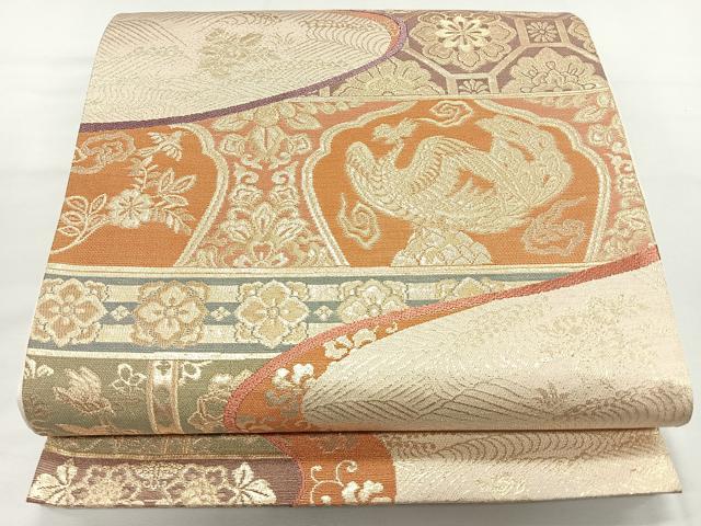 平和屋着物◎六通柄袋帯　花鳥文　金糸　正絹　逸品　CAAU7384nb