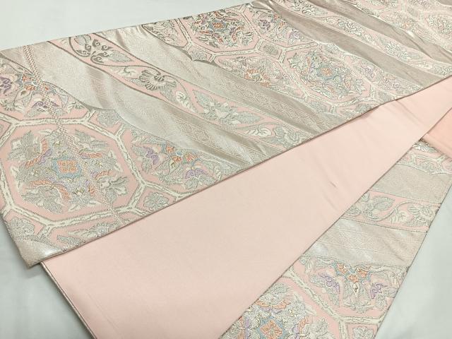 平和屋着物◎六通柄袋帯　唐織　正倉院花文　銀糸　正絹　逸品　CAAU7388nb