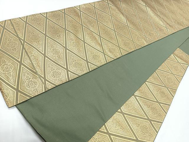 平和屋着物◎六通柄袋帯 菱繋ぎ 金糸 正絹 逸品 CAAU7391nb