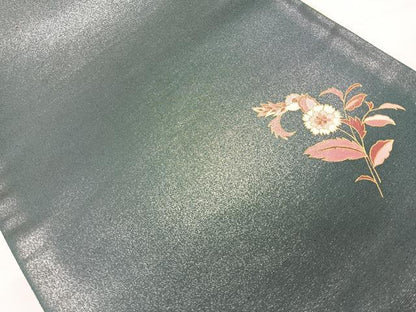 平和屋着物◎太鼓柄袋帯　草花文　金彩　正絹　逸品　CAAU7464nb