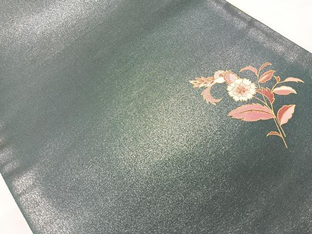 平和屋着物◎太鼓柄袋帯　草花文　金彩　正絹　逸品　CAAU7464nb