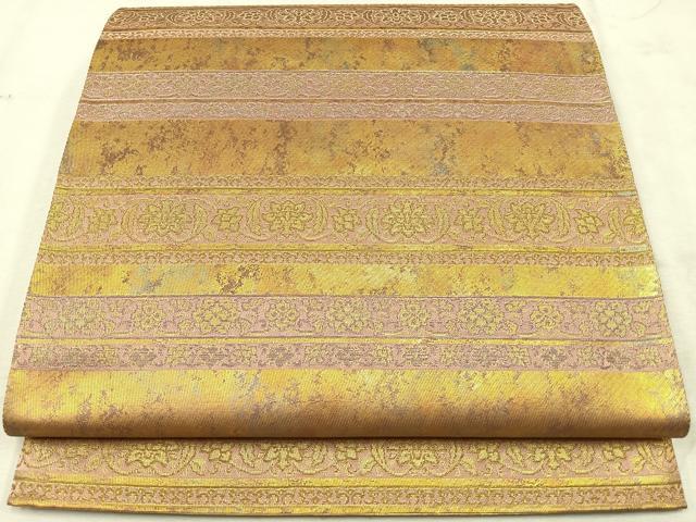 平和屋着物◎六通柄袋帯　正倉院唐花莫臥爾　金糸　正絹　逸品　CAAU7487nb