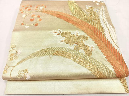 平和屋着物◎六通柄袋帯　唐織　草花文　金糸　正絹　逸品　CAAU7496nb