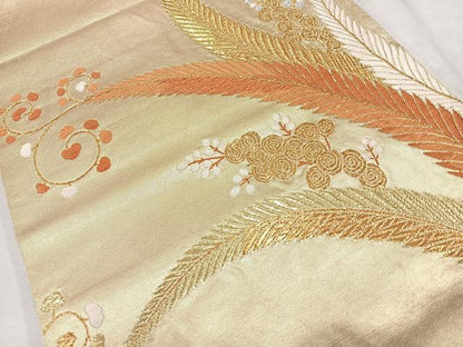 平和屋着物◎六通柄袋帯　唐織　草花文　金糸　正絹　逸品　CAAU7496nb