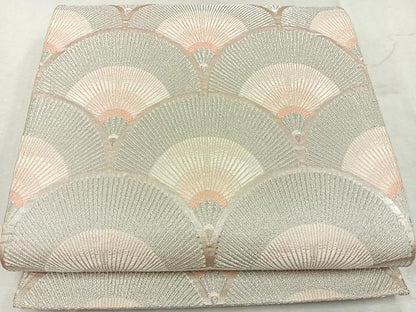 平和屋着物◎六通柄袋帯　唐織　青海波　銀糸　正絹　逸品　CAAU7512nb