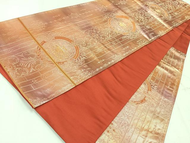 平和屋着物◎六通柄袋帯　更紗花文　金糸　正絹　逸品　CAAU7522nb