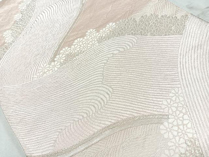 平和屋着物◎六通柄袋帯　唐織　流水花文　銀糸　正絹　逸品　CAAU7538nb