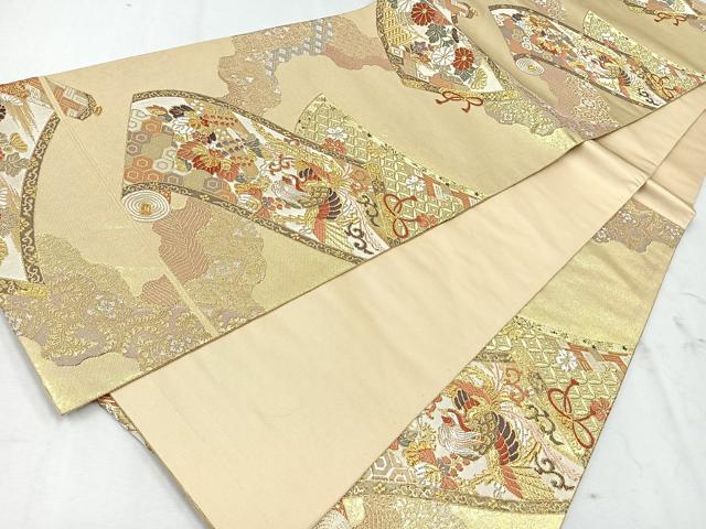 平和屋着物◎六通柄袋帯　唐織　鳳凰花絵巻　金糸　正絹　逸品　CAAU7543nb