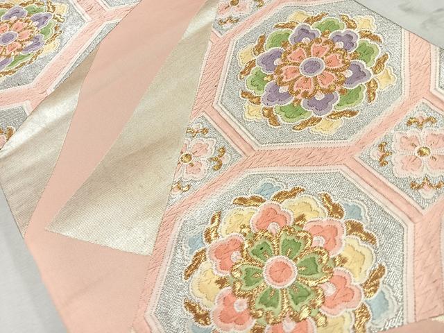 平和屋着物◎六通柄袋帯　切嵌蜀江花文　金糸　正絹　逸品　CAAU7554nb