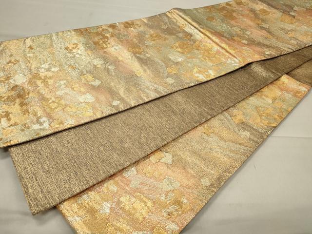 平和屋着物◎六通柄袋帯　流水箔散らし　金糸　引箔　正絹　逸品　CAAU7617in