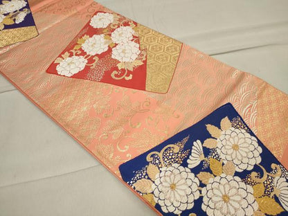 平和屋着物◎六通柄袋帯 唐織 色紙吉祥花唐草文 金銀糸 正絹 逸品 CAAU7621in