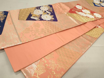 平和屋着物◎六通柄袋帯 唐織 色紙吉祥花唐草文 金銀糸 正絹 逸品 CAAU7621in