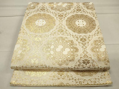 平和屋着物◎六通柄袋帯 正倉院花文 金糸 正絹 逸品 CAAU7624in