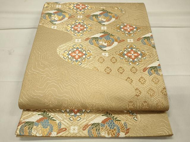 平和屋着物◎六通柄袋帯 唐織 古典華文 金糸 正絹 逸品 CAAU7631in