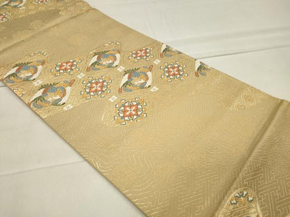 平和屋着物◎六通柄袋帯 唐織 古典華文 金糸 正絹 逸品 CAAU7631in