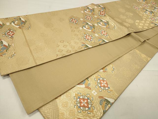 平和屋着物◎六通柄袋帯 唐織 古典華文 金糸 正絹 逸品 CAAU7631in