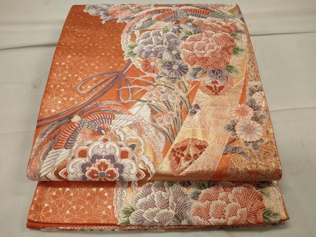 平和屋着物◎六通柄袋帯　唐織　几帳鳳凰花文　金銀糸　正絹　逸品　CAAU7635in