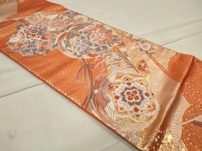 平和屋着物◎六通柄袋帯　唐織　几帳鳳凰花文　金銀糸　正絹　逸品　CAAU7635in