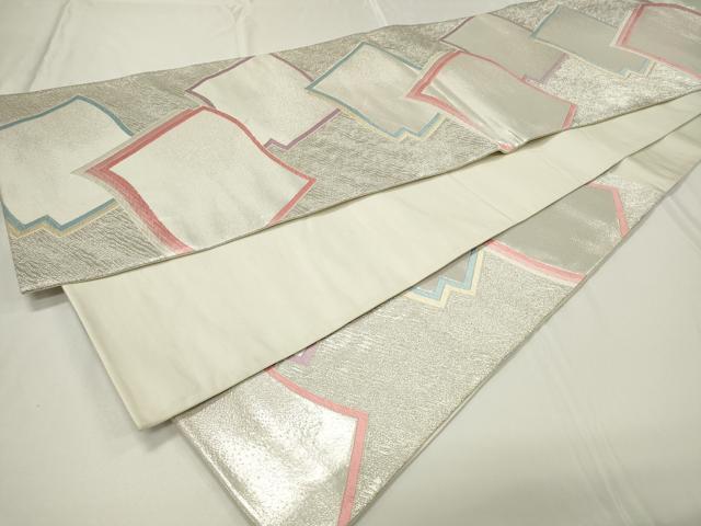 平和屋着物◎六通柄袋帯 唐織 瓦文 銀糸 正絹 逸品 CAAU7671in