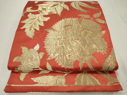 平和屋着物◎六通柄袋帯　更紗花文　金糸　正絹　逸品　CAAU7675in