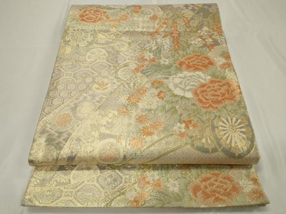 平和屋着物◎佐賀錦 六通柄袋帯 花車吉祥文 金糸 正絹 逸品 CAAU7676in