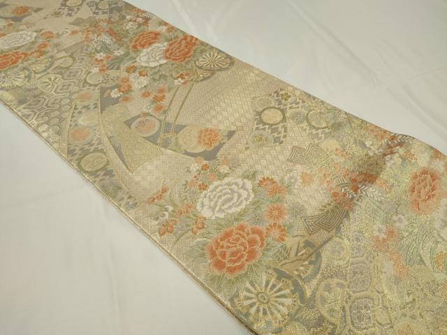 平和屋着物◎佐賀錦 六通柄袋帯 花車吉祥文 金糸 正絹 逸品 CAAU7676in