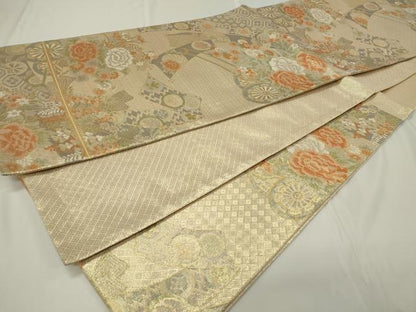 平和屋着物◎佐賀錦 六通柄袋帯 花車吉祥文 金糸 正絹 逸品 CAAU7676in
