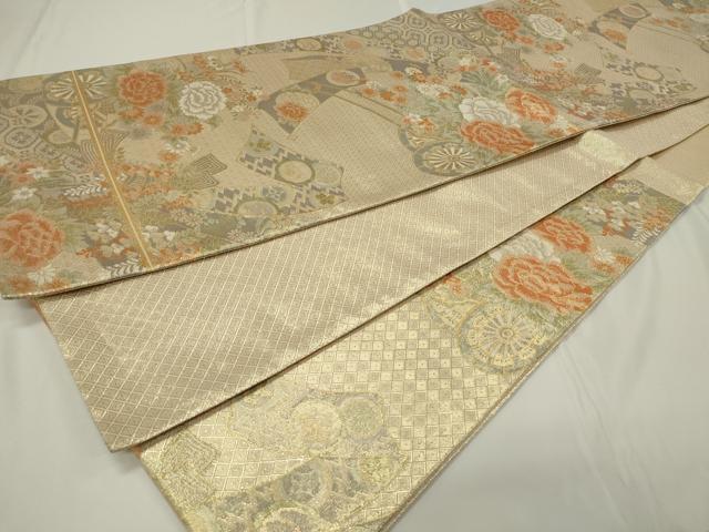 平和屋着物◎佐賀錦 六通柄袋帯 花車吉祥文 金糸 正絹 逸品 CAAU7676in