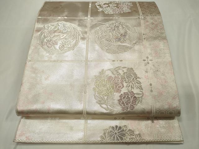 平和屋着物◎六通柄袋帯　寿煌金彩錦　天井花鳥丸文　引箔　正絹　逸品　CAAU7681in