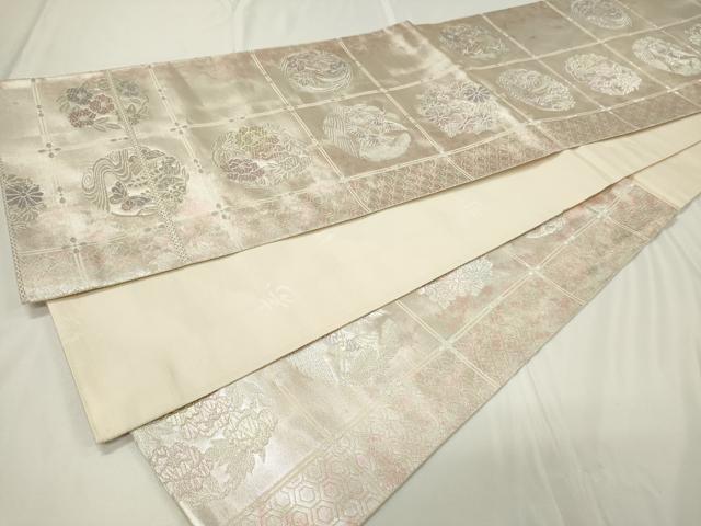 平和屋着物◎六通柄袋帯　寿煌金彩錦　天井花鳥丸文　引箔　正絹　逸品　CAAU7681in