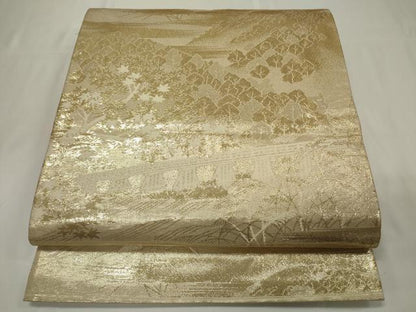 平和屋着物◎六通柄袋帯 京名所 嵐山 金糸 正絹 逸品 CAAU7692in