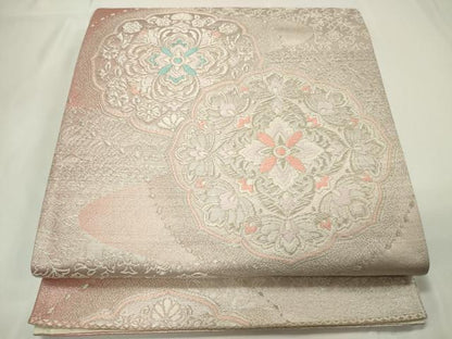 平和屋着物◎六通柄袋帯 唐織 正倉院花文 銀糸 正絹 逸品 CAAU7694in