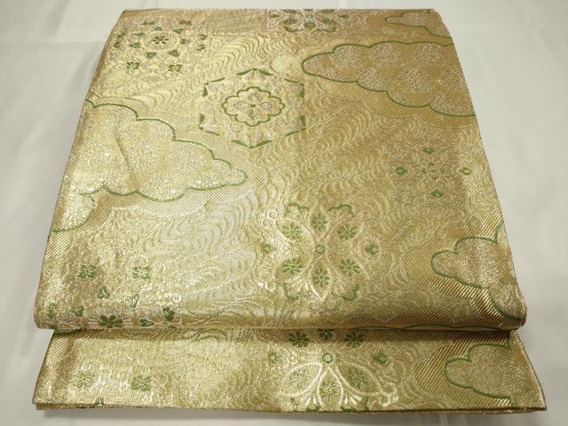 平和屋着物◎佐賀錦 六通柄袋帯 雲取り花文 金糸 正絹 逸品 CAAU7695in