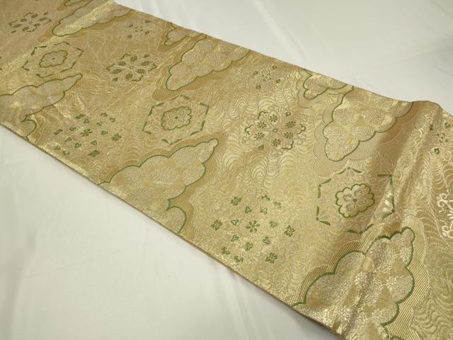 平和屋着物◎佐賀錦 六通柄袋帯 雲取り花文 金糸 正絹 逸品 CAAU7695in